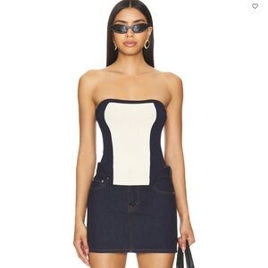 Lovers and Friends Drusilla Tube Top in Beige & Black